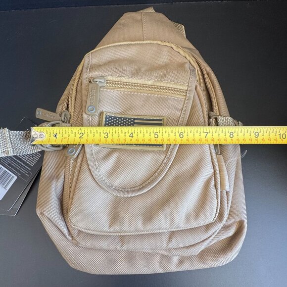 Tactical Sling Crossbody Bag With American Flag Patch & Adjustable Strap - East/ - Picture 13 of 14